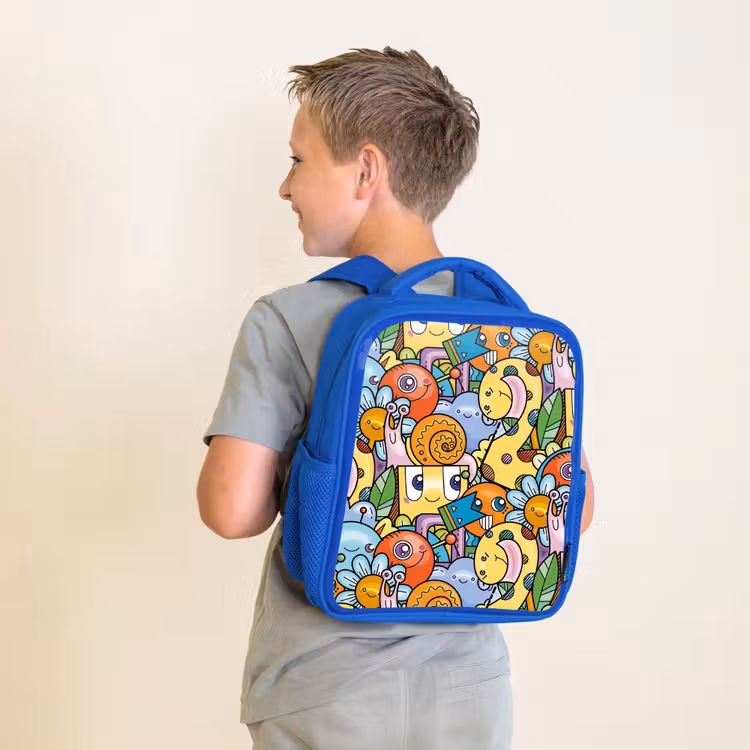 Rugzak kind - blauw - Monster met Stippen — 3