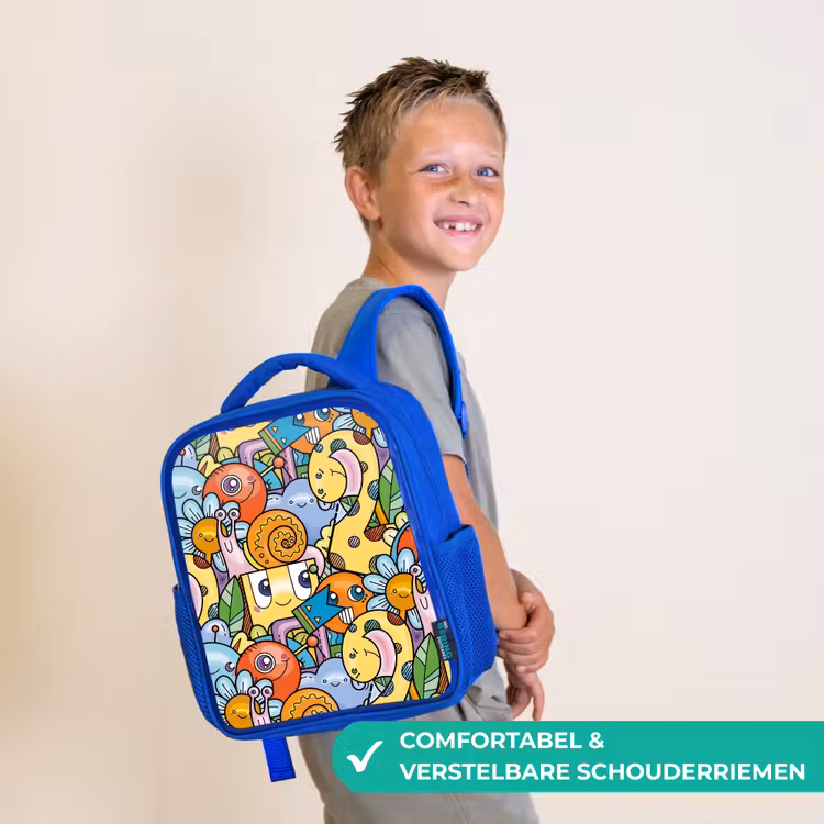 Rugzak kind - blauw - Monster met Stippen — 4