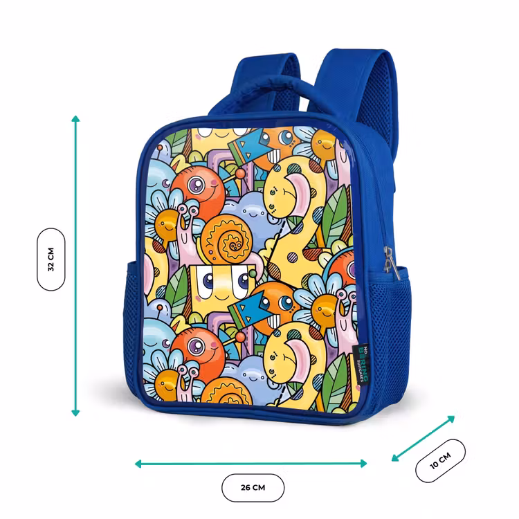 Rugzak kind - blauw - Monster met Stippen — 5