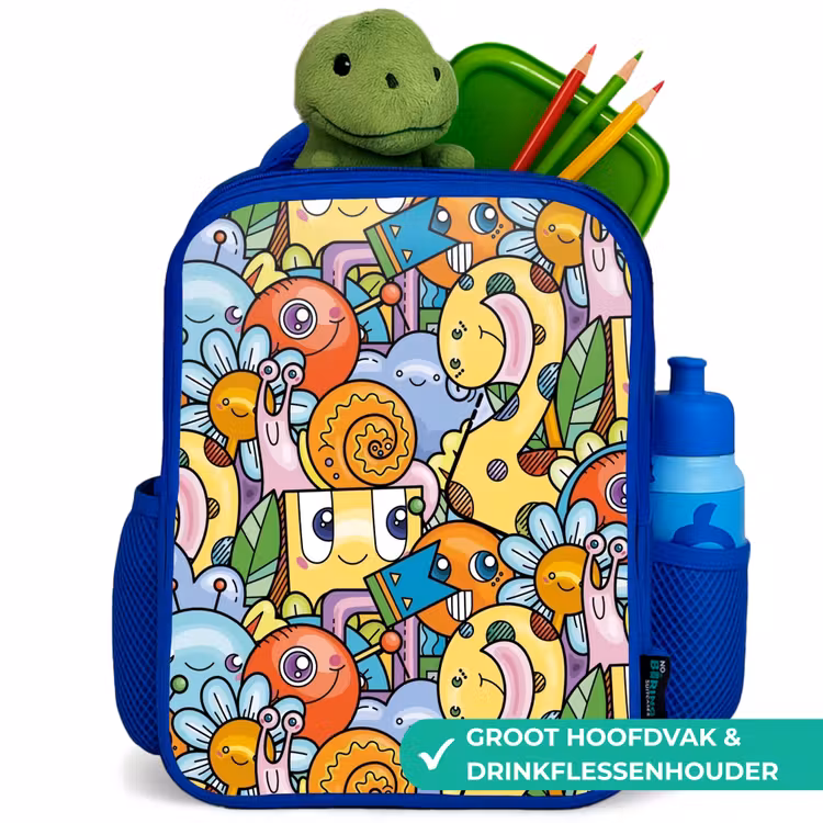 Rugzak kind - blauw - Monster met Stippen — 6