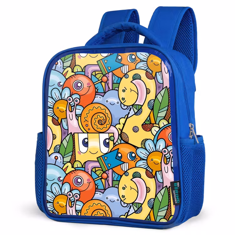 Rugzak kind - blauw - Monster met Stippen — 7