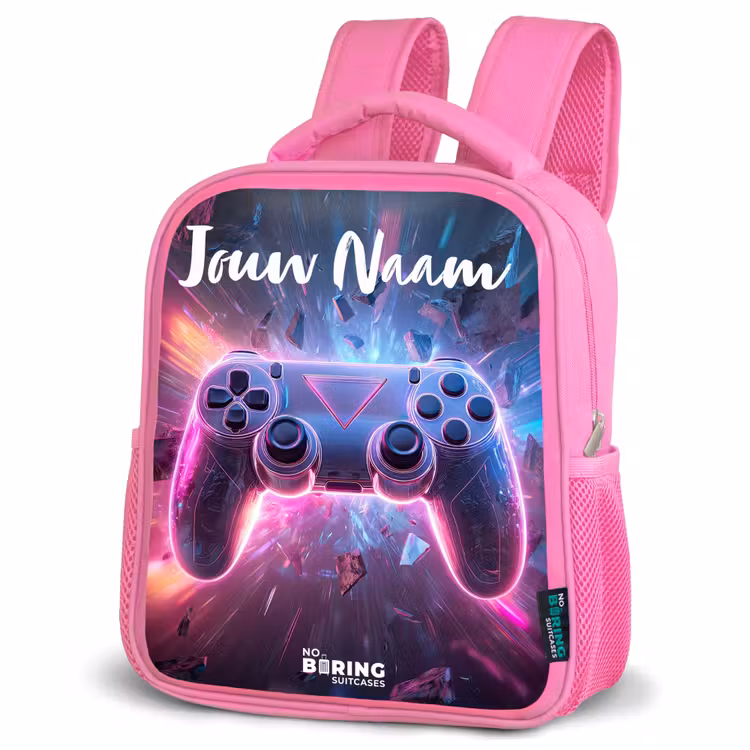 Kinderrugzak met naam - Roze - Controller - Neon - Game — 4
