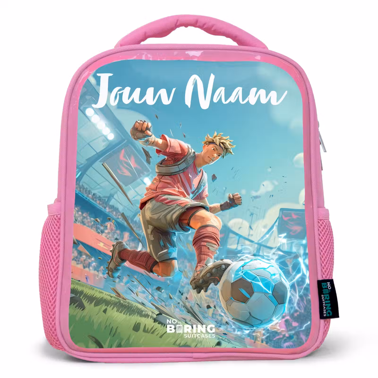 Kinderrugzak met naam - Roze - Voetbal - Jongen - Stadion - Elektrisch — 1