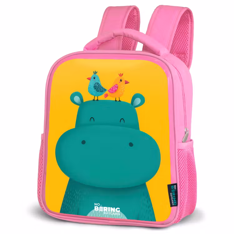 Rugzak kind - roze - Nijlpaard - Vogels - Geel — 4