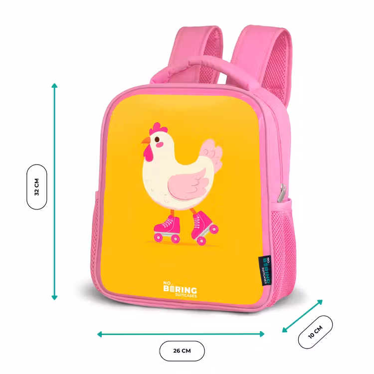 Rugzak kind - roze - Kip - Rolschaatsen - Geel — 3
