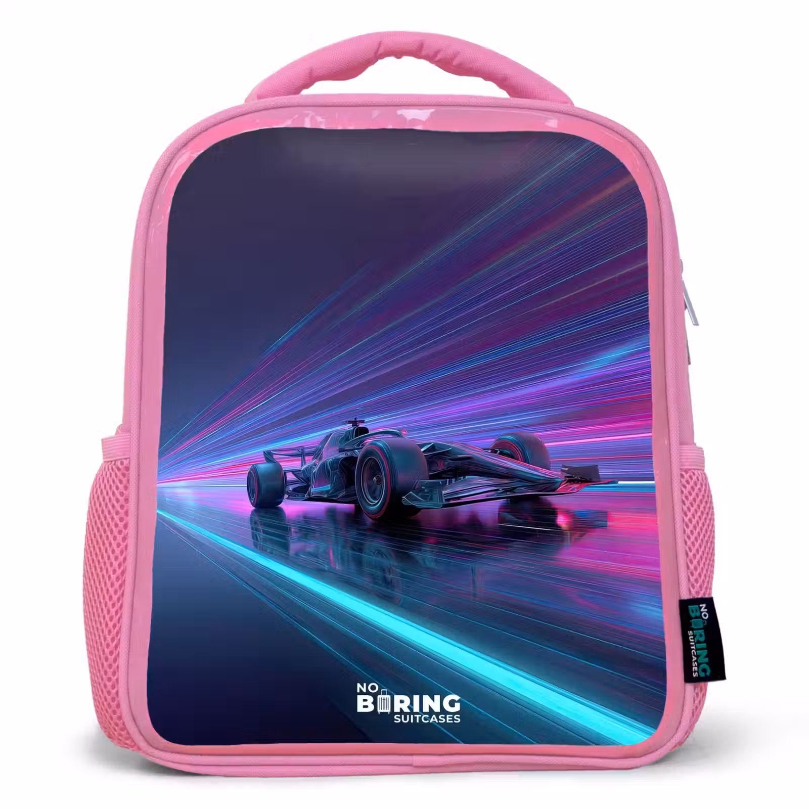 Rugzak kind - roze - Neon - Raceauto - Lichtstrepen - Paars — 1