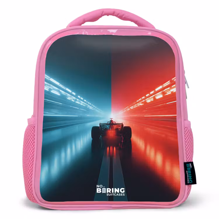 Rugzak kind - roze - Baan - Raceauto - Neon - Rood — 1