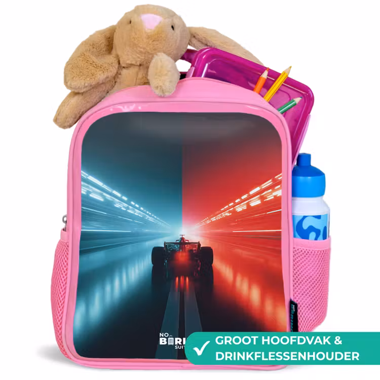 Rugzak kind - roze - Baan - Raceauto - Neon - Rood — 2