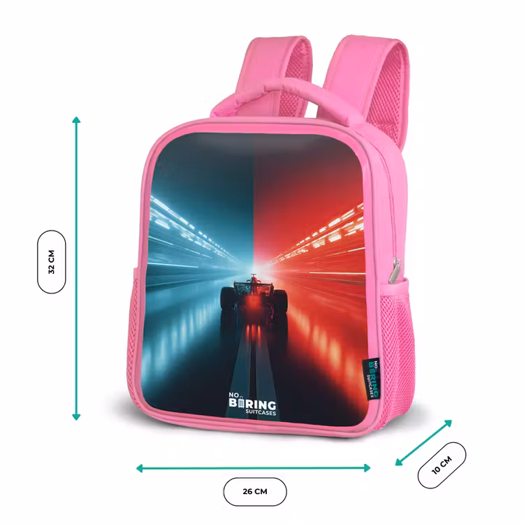 Rugzak kind - roze - Baan - Raceauto - Neon - Rood — 3