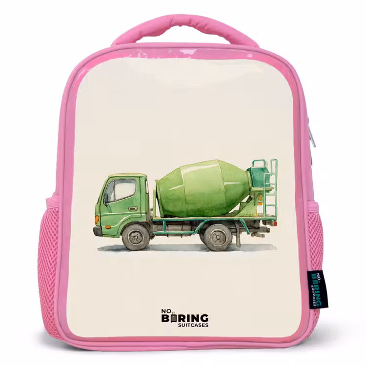 Rugzak kind - roze - Betonmixer - Getekend - Groen — 1