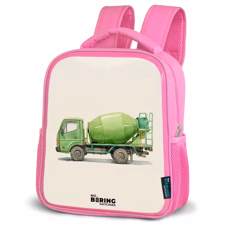 Rugzak kind - roze - Betonmixer - Getekend - Groen — 4