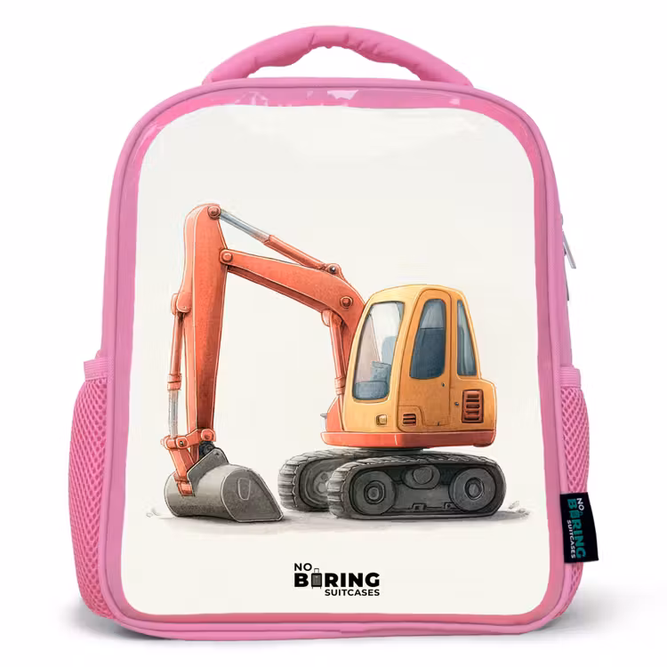 Rugzak kind - roze - Graafmachine - Getekend - Oranje — 1