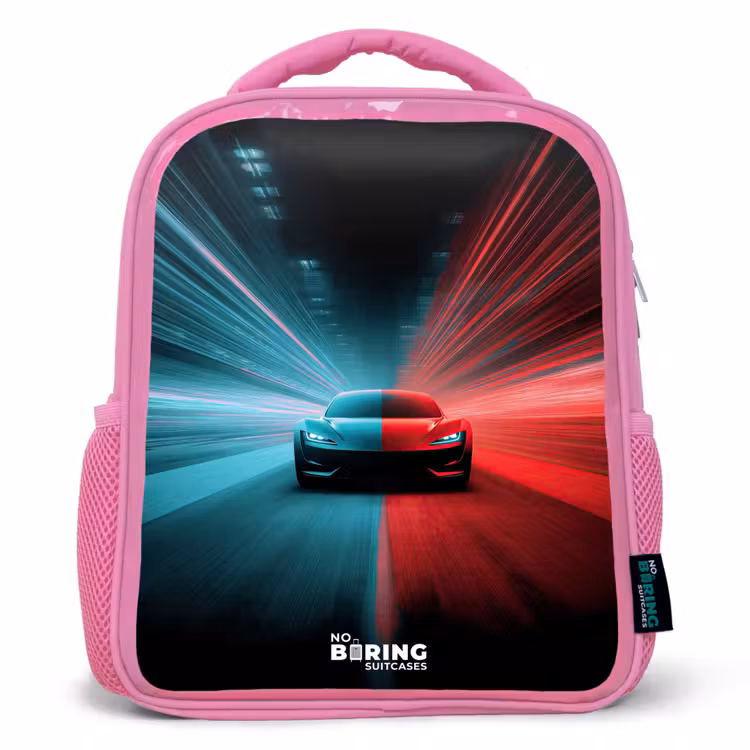 Rugzak kind - roze - Sportwagen - Lichtstralen - Neon - Blauw — 1
