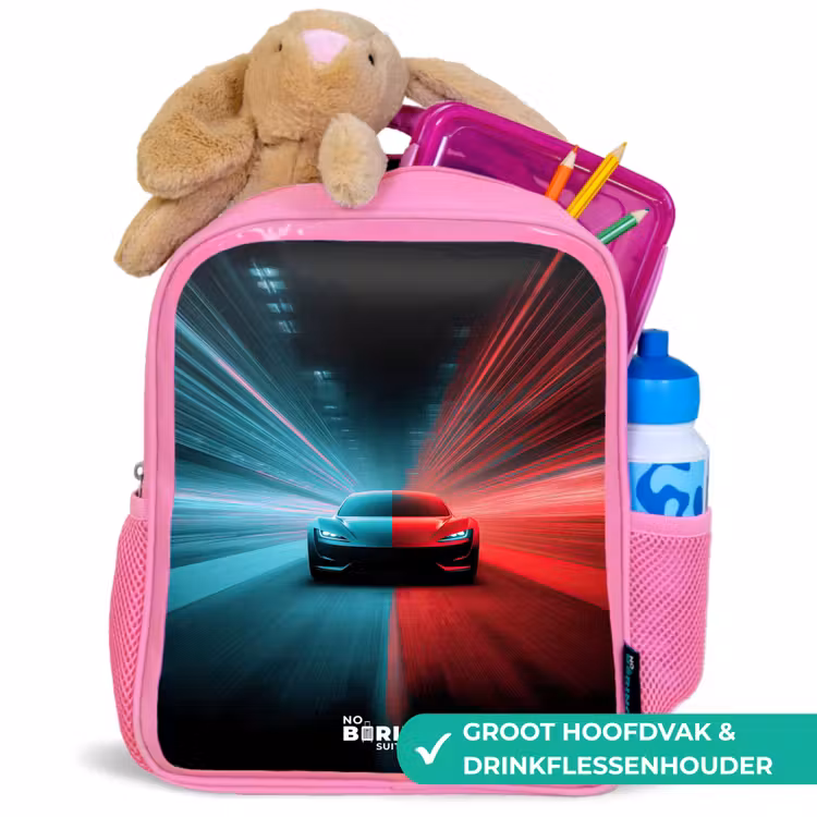 Rugzak kind - roze - Sportwagen - Lichtstralen - Neon - Blauw — 2
