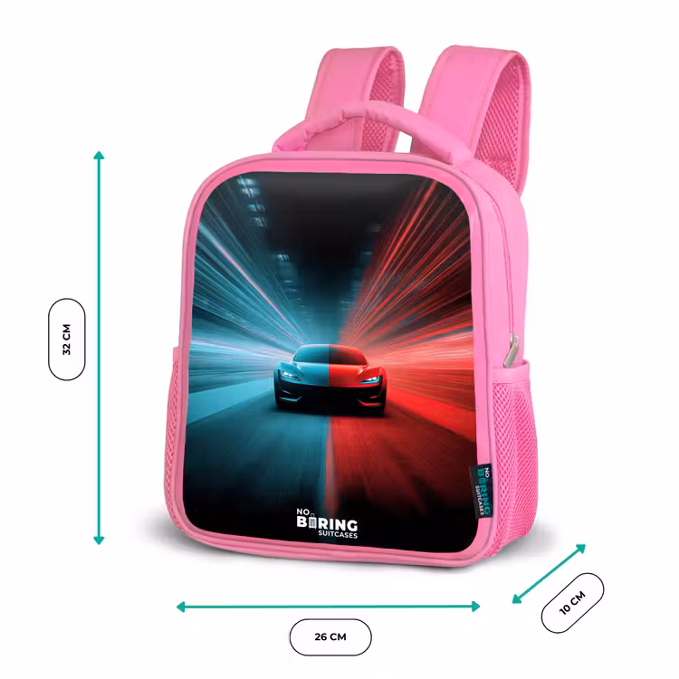 Rugzak kind - roze - Sportwagen - Lichtstralen - Neon - Blauw — 3