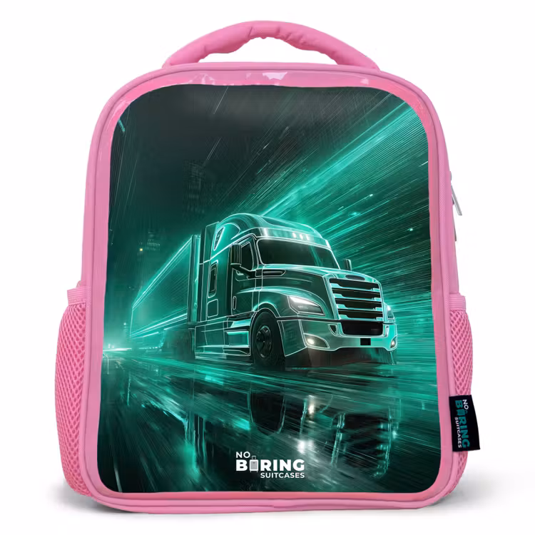 Rugzak kind - roze - Vrachtwagen - Neon - Groen - Stad — 1