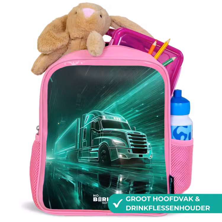 Rugzak kind - roze - Vrachtwagen - Neon - Groen - Stad — 2