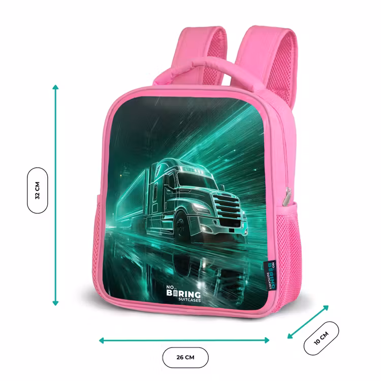 Rugzak kind - roze - Vrachtwagen - Neon - Groen - Stad — 3