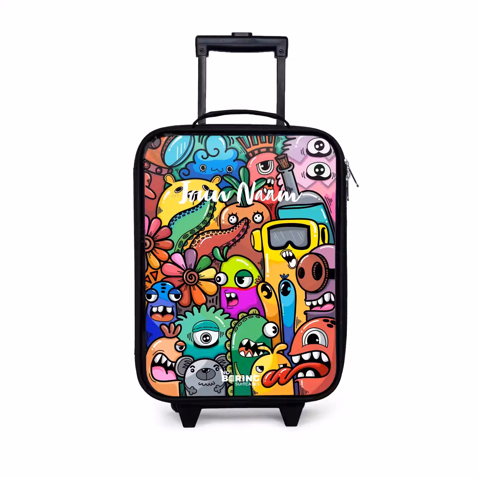 Kinderkoffer - Zwart - Expressief en druk patroon met monsters — 1