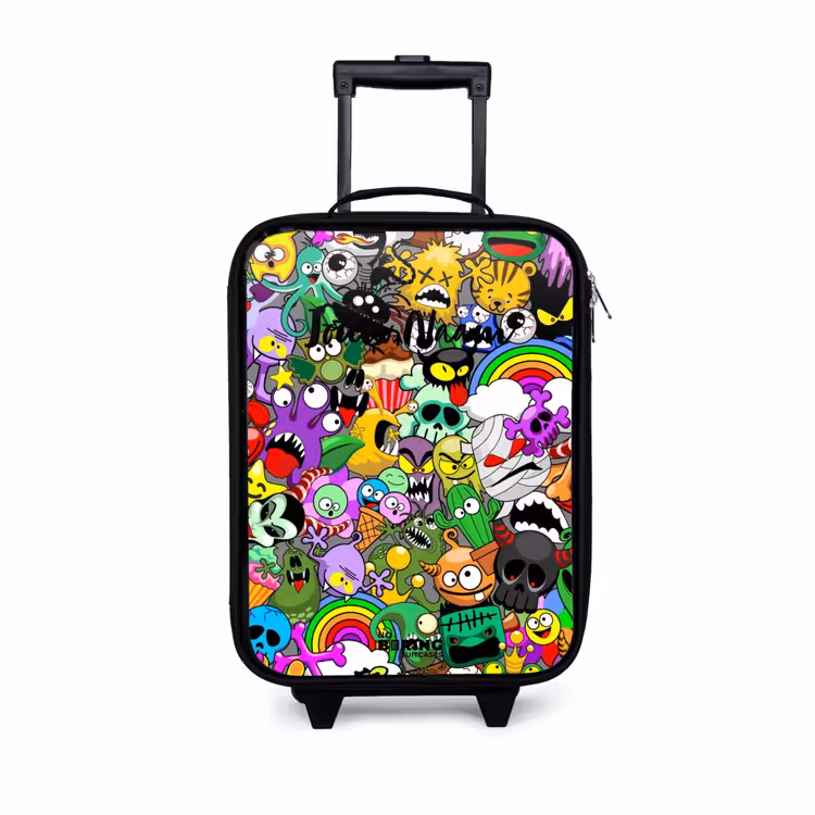 Kinderkoffer - Zwart - Chaotisch kleurrijk monster patroon — 1