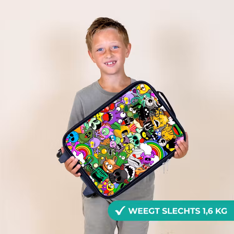 Kinderkoffer - Zwart - Chaotisch kleurrijk monster patroon — 3