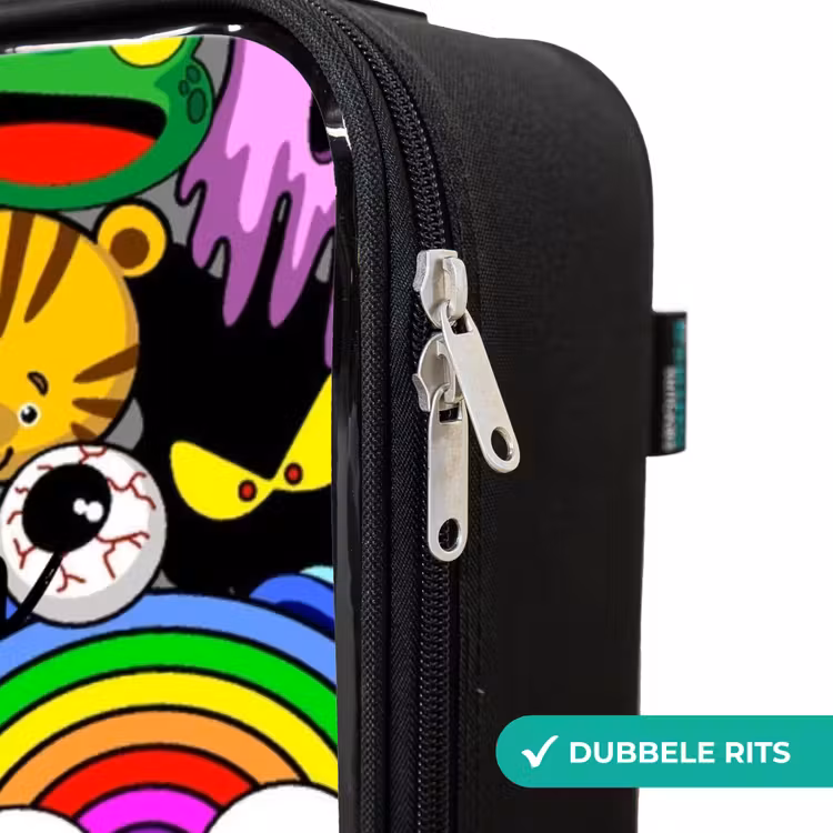 Kinderkoffer - Zwart - Chaotisch kleurrijk monster patroon — 6