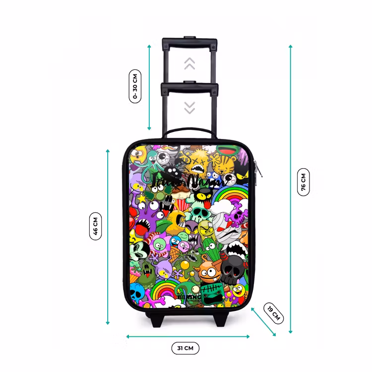 Kinderkoffer - Zwart - Chaotisch kleurrijk monster patroon — 7