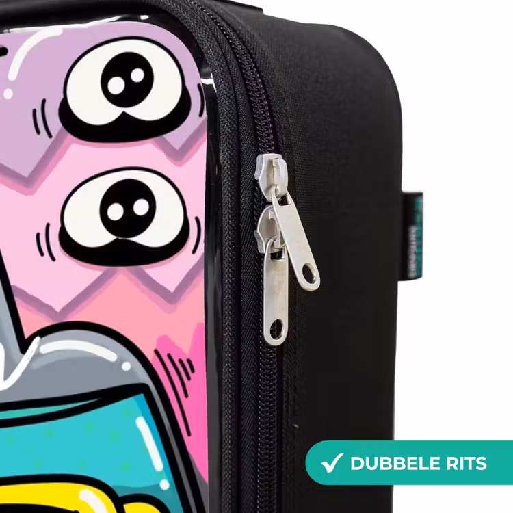 Kinderkoffer - Zwart - Expressief en druk patroon met monsters — 6