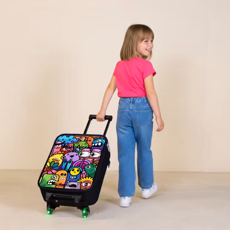 Kinderkoffer - Zwart - Grappige kleurrijke monsters — 2