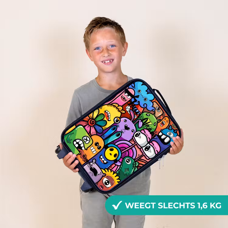 Kinderkoffer - Zwart - Grappige kleurrijke monsters — 3