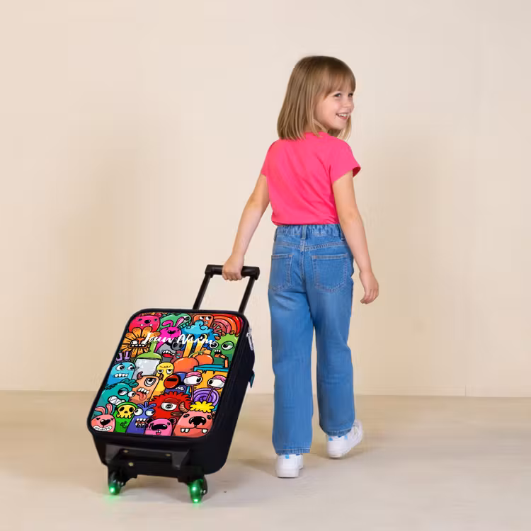 Kinderkoffer - Zwart - Knallende gekleurde monsters — 2