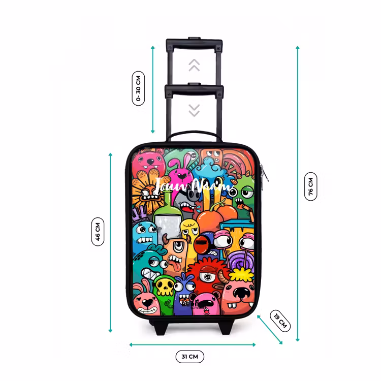 Kinderkoffer - Zwart - Knallende gekleurde monsters — 7