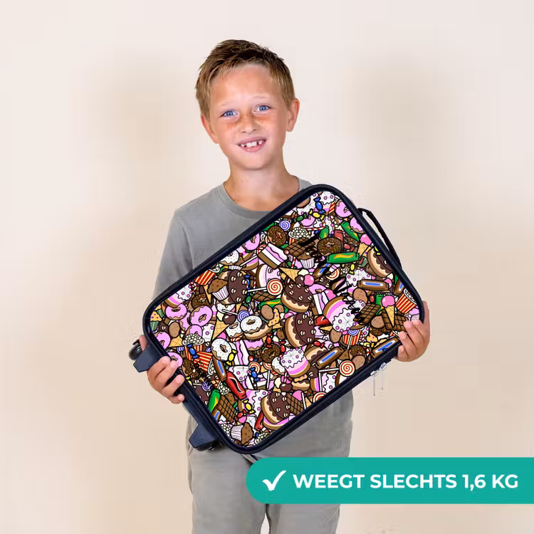 Kinderkoffer - Zwart - Overvol patroon met lekkernijen — 3