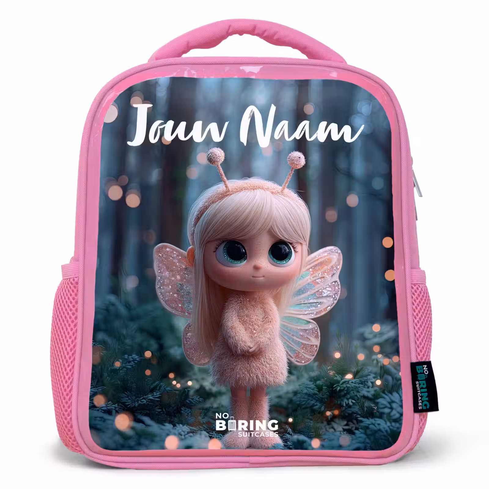 Kinderrugzak met naam - Roze - Fairy - Bos - Glitters — 1