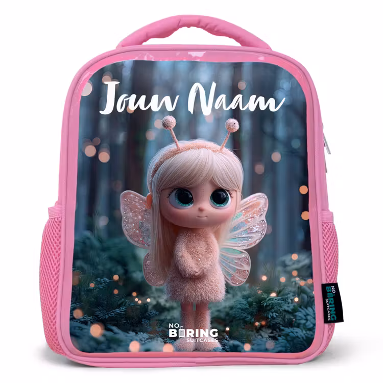 Kinderrugzak met naam - Roze - Fairy - Bos - Glitters — 1