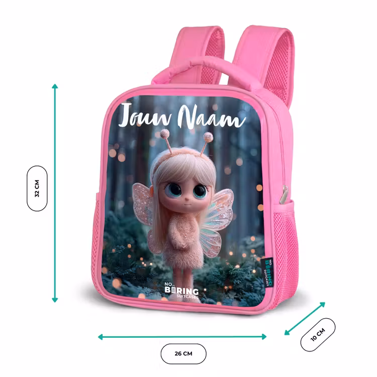 Kinderrugzak met naam - Roze - Fairy - Bos - Glitters — 3