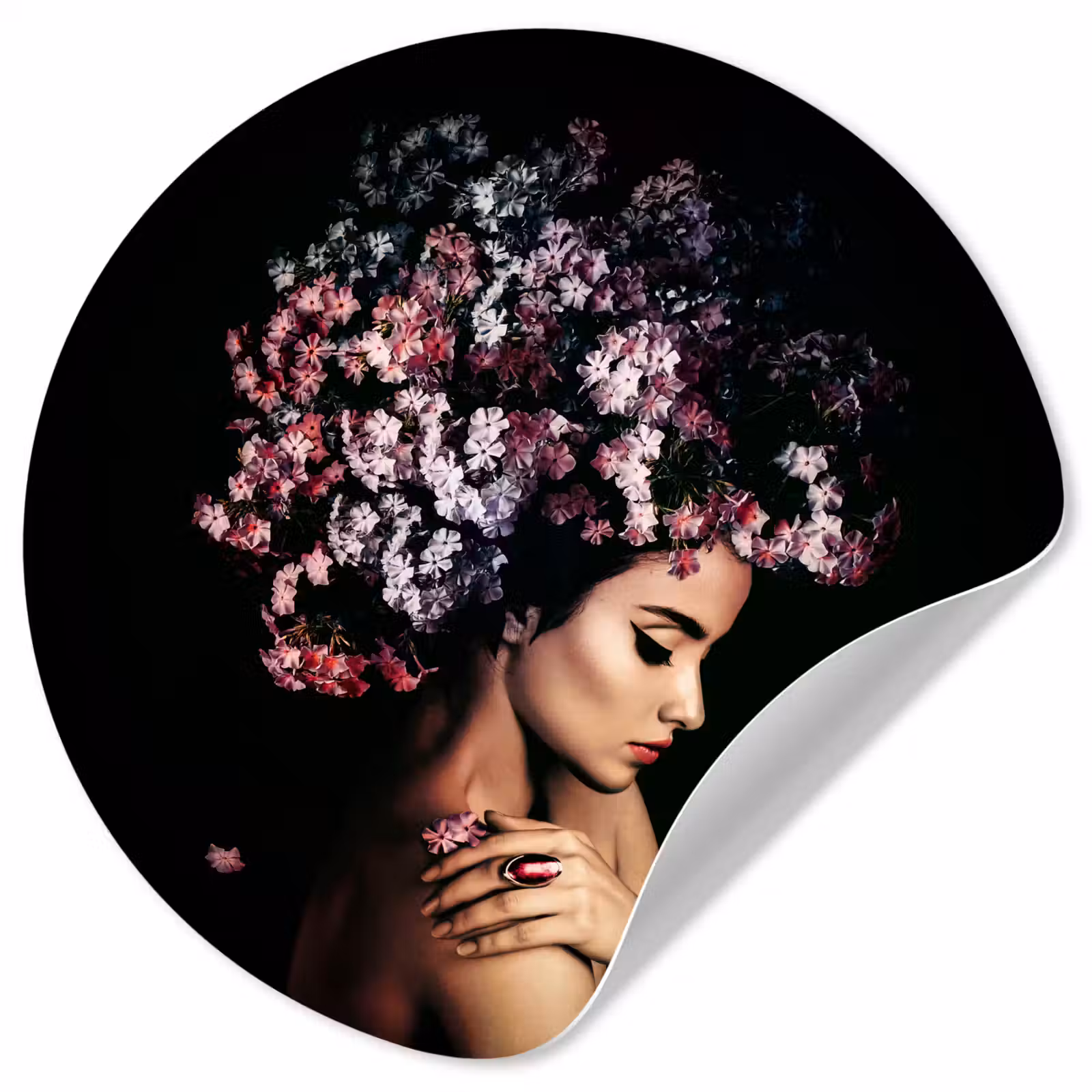 Behangcirkel - Bloesem - Vrouw - Roze - Bloemen - Luxe — 1