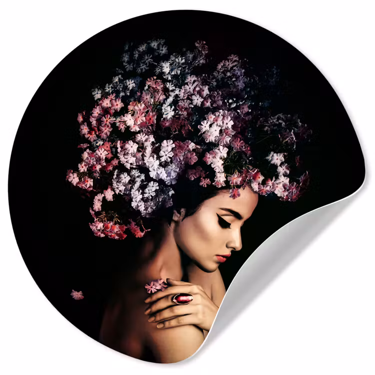 Behangcirkel - Bloesem - Vrouw - Roze - Bloemen - Luxe — 1