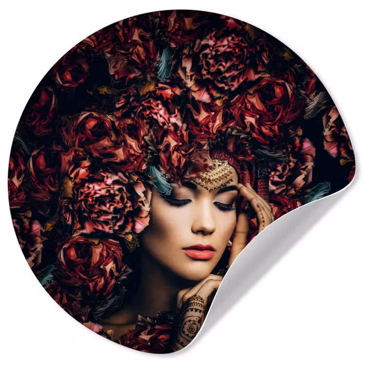 Behangcirkel - Vrouw - Bloemen - Henna - Portret — 1