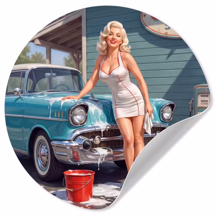 Behangcirkel - Auto - Vrouw - Groen — 1