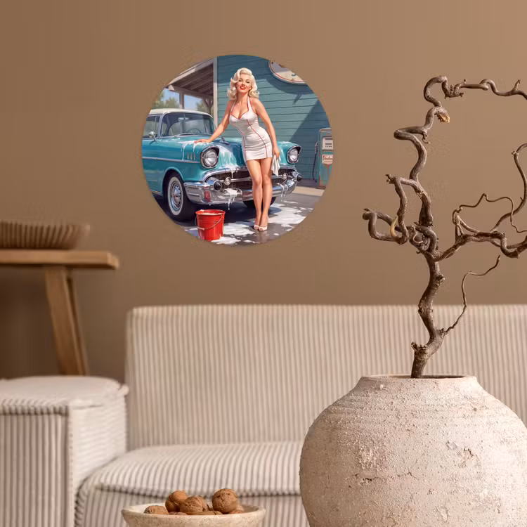 Behangcirkel - Auto - Vrouw - Groen — 2