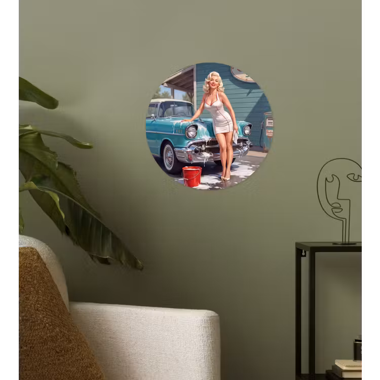 Behangcirkel - Auto - Vrouw - Groen — 3