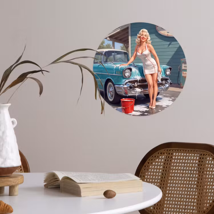 Behangcirkel - Auto - Vrouw - Groen — 4