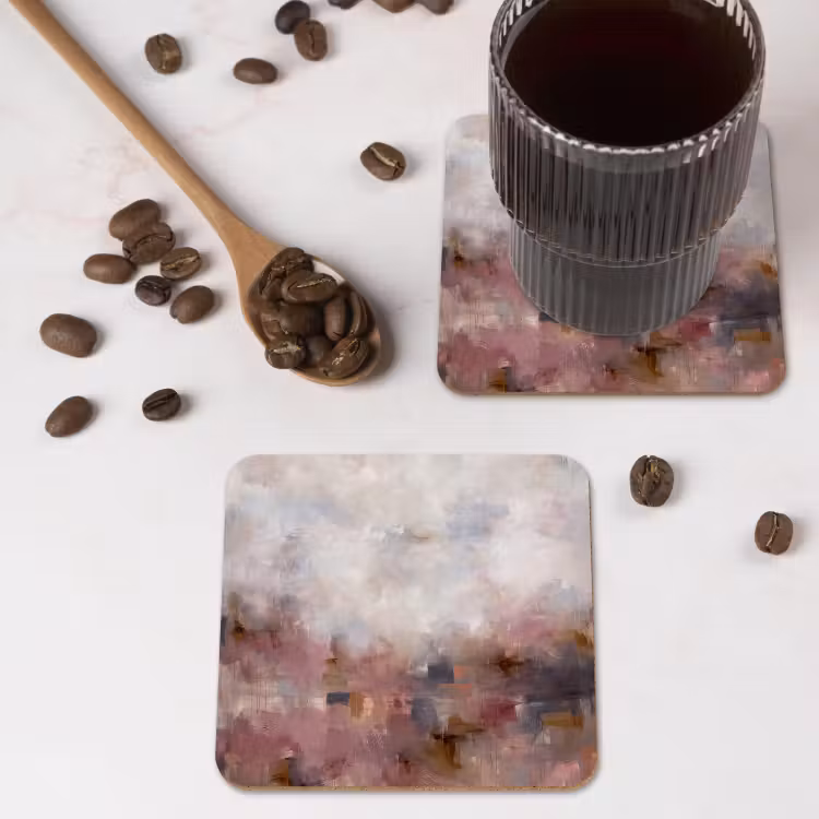 Onderzetter​ - Abstracte Verfstreken Beige Oudroze — 4