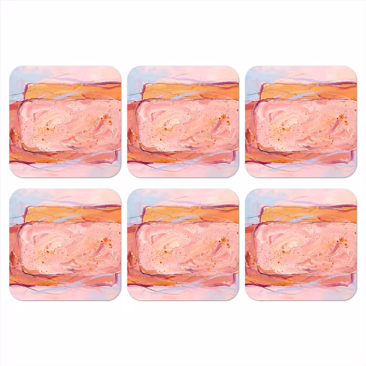 Onderzetter​ - Abstracte Rechthoeken Roze Oranje