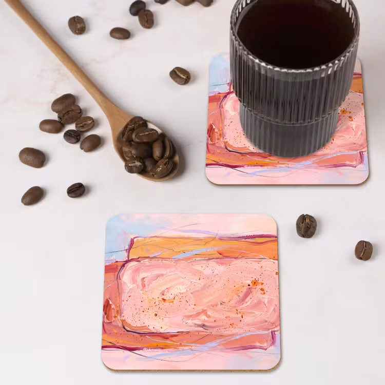 Onderzetter​ - Abstracte Rechthoeken Roze Oranje — 4