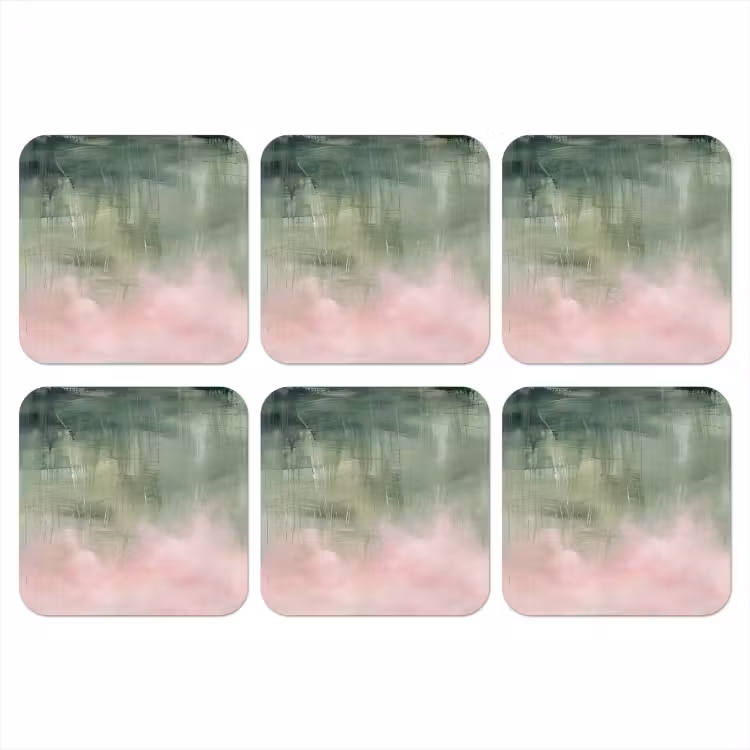 Onderzetter​ - Abstracte Verfstreken Saliegroen Roze