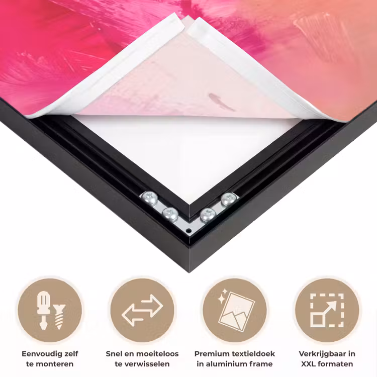 Art Frame - Abstracte Verfstreken Fuchsia Oranje — 4