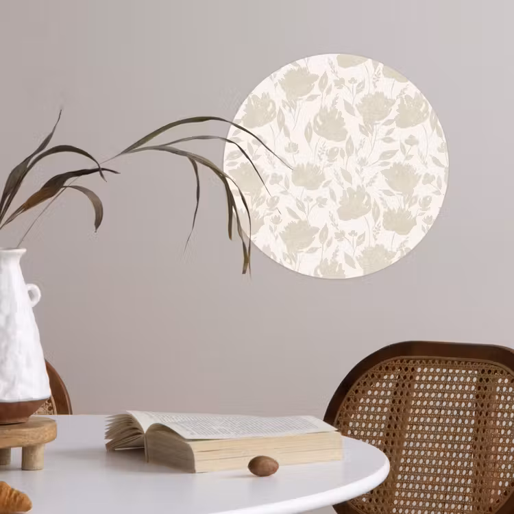 Behangcirkel - Bloemenpatroon - Silhouet - Wit — 4