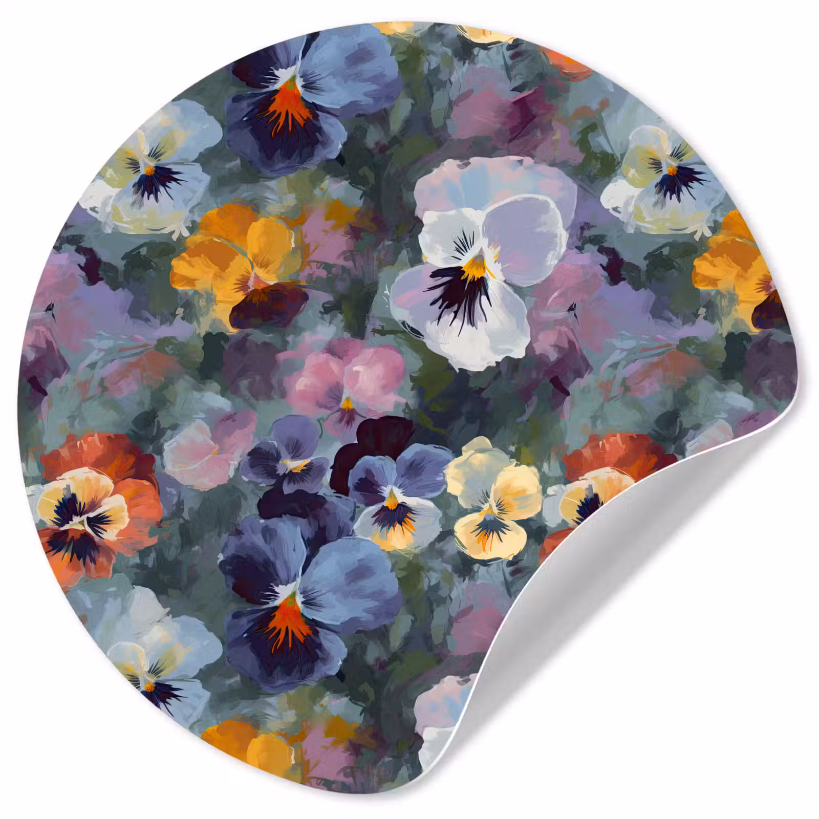 Behangcirkel - Pastel - Viooltjes - Groen - Patroon — 1